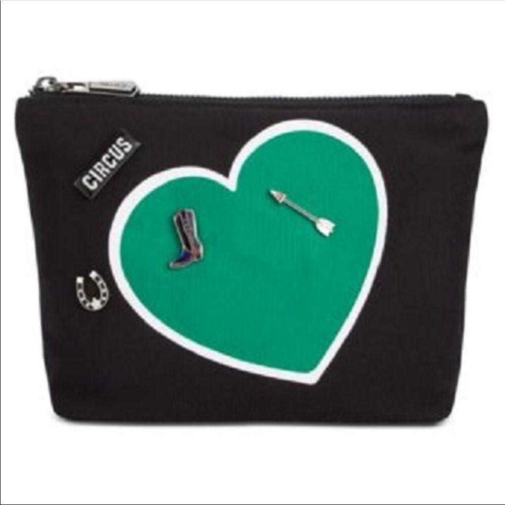 Sam Edelman Green Heart Zipper Pouch ✨NEW✨Tags - Picture 2 of 8